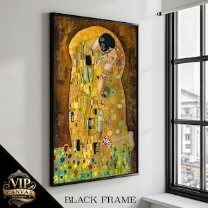 The Kiss Canvas Painting - Gustav Klimt Masterpiece - Romantic Art Nouveau Wall Art Gift for Home Decor