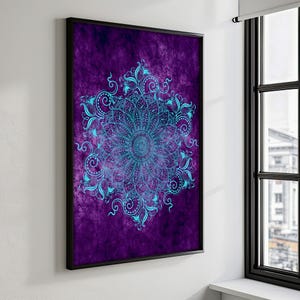Boho Mandala Canvas Painting, Modern Home Decor, Mandala Canvas, Living Room Decor, Ready to Hang Wall Decor, Gift Idea, Yoga Studio Gift