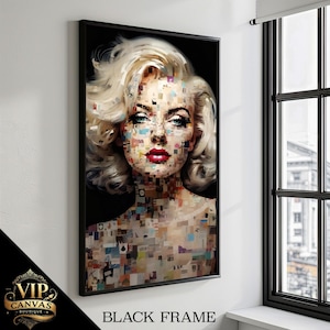 Iconic Pop Art Portrait - Modern Mosaic Canvas Painting of Marilyn Monroe for Home Decor