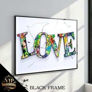 Vibrant Graffiti &#39;LOVE&#39; Canvas Painting – Bold Urban Art Decor for Home or Office, Perfect Gift