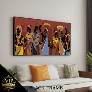 Vibrant African Women Abstract Canvas Painting - Ethnic Cultural Art for Home Décor, Perfect Gift