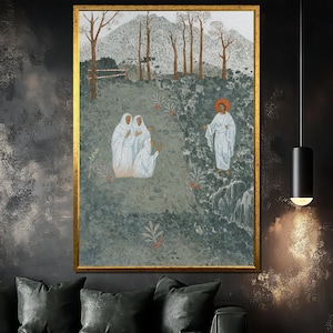 Straße nach Emmaus Gemälde, Jesus erscheint den Anhängern Religiöse Kunst, Biblische Wanddekoration, Christliche Geschenkidee