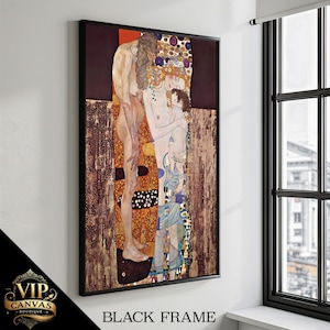 The Three Ages of Woman Canvas Painting - Gustav Klimt Masterpiece - Symbolic Art Nouveau Wall Art Gift