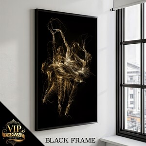 Golden Dance Movement Canvas Painting - Ethereal Light Trace Art - Captivating Dance Silhouette - Unique Gift for Dance Lovers
