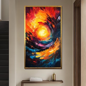 Abstract Canvas Print, Fiery Swirl Wall Art With Bold Brush Strokes And Vivid Colors, Modern Home Accent Piece, Unique Art Gift