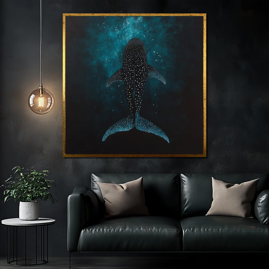 Whale Shark Canvas Painting - Ocean Wildlife Wall Art - Deep Sea Decor ...