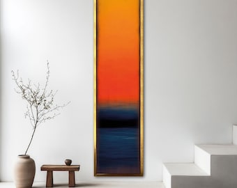 Mark Rothko Orange and Blue Canvas Painting, Abstract Wall Art, Rothko Painting, Vertical Artwork for Home, Hallway Decor, Perfect Gift