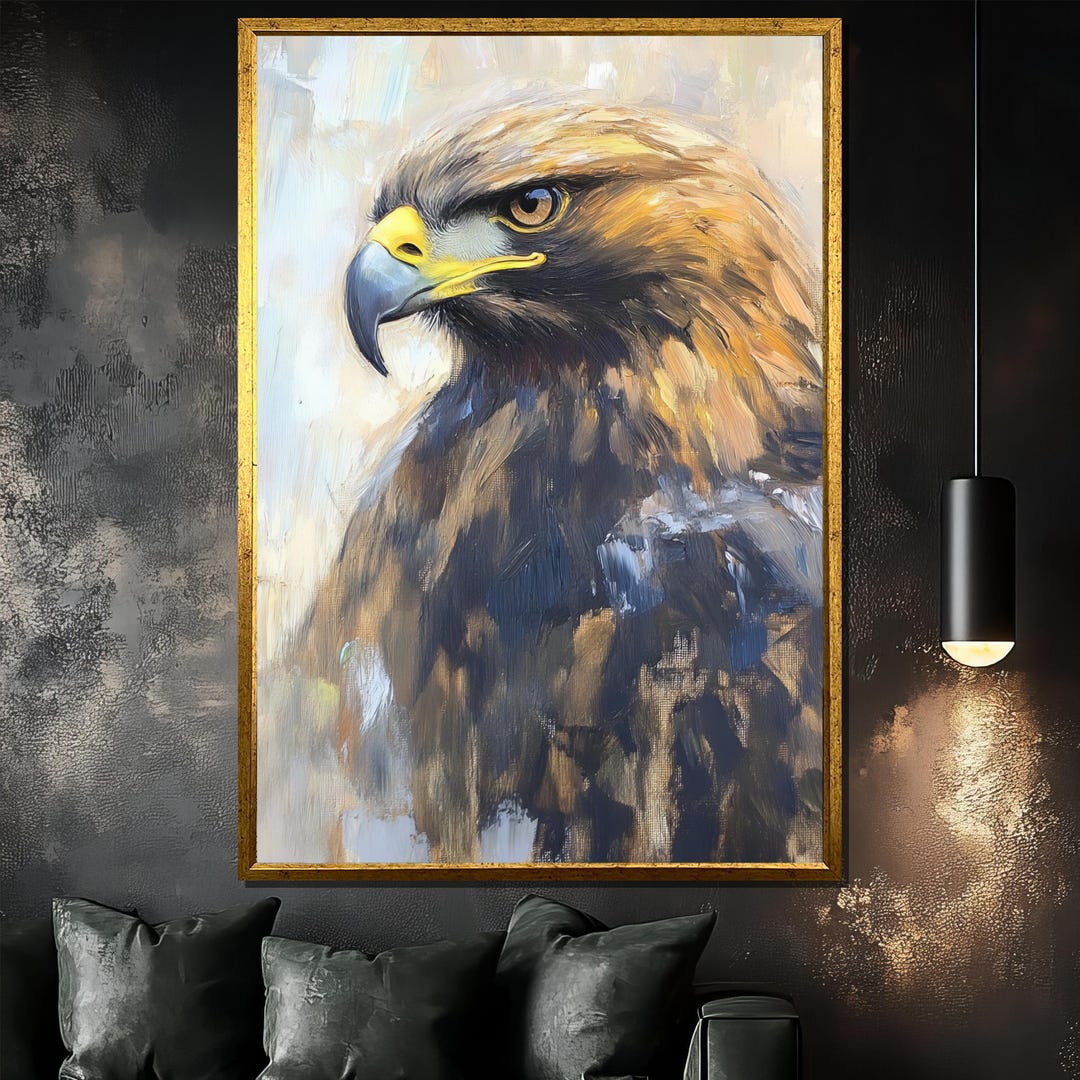 Golden Eagle Canvas Painting - Majestic Wildlife Wall Art, Elegant Bird ...