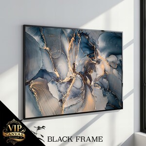 Stunning Abstract Canvas Painting in Blue and Gold - Modern Wall Art for Home Decor and Gift