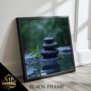 Zen Stone Stack Canvas Print - Tranquil Water Reflection Wall Art, Ready to Hang, Relaxing Spa Decor, Meditation Gift