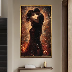 Romantic Couple Canvas Painting - Elegant Wall Art for Bedroom or Living Room - Unique Anniversary Gift Idea