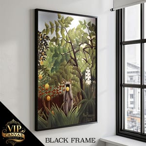 Exotic Landscape Canvas Painting - Inspired by Henri Rousseau - Vibrant Jungle Scene for Home Decor Gift