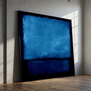 Mark Rothko Blue Canvas Painting, Bold Abstract Color Field Wall Art, Ready to Hang Modern Minimalist Gift for Living Room Decor
