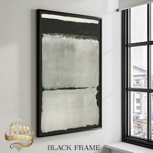 Monochrome Abstract Mark Rothko Canvas Painting - Black and White Modern Art, Minimalist Wall Decor, Unique Gift Idea, Ready to Hang&quot;