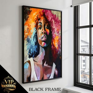 Vibrant Ethnic Portrait of African Woman with Colorful Hair, Contemporary Art for Modern Home Decor and Gifts