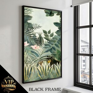 The Equatorial Jungle Canvas Painting - Inspired by Henri Rousseau - Vibrant Jungle Scene for Home Decor Gift