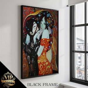 Passionate Lovers Embrace Canvas Painting - Vibrant Romantic Art for Home Decor and Unique Gift