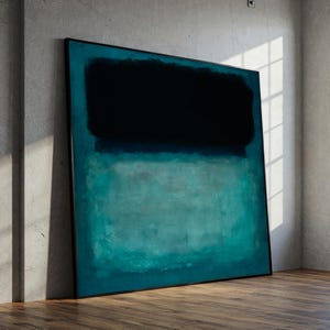 Mark Rothko Teal Canvas Painting, Bold Abstract Color Field Wall Art, Ready to Hang Modern Minimalist Gift for Living Room Decor