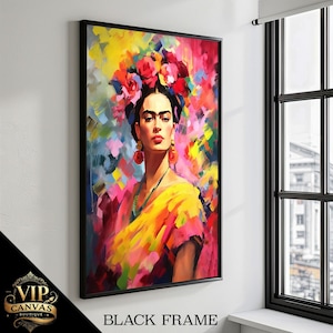 Pintura vibrante de Frida Kahlo - Regalo de pintura de lienzo colorido para entusiastas del arte y decoración del hogar