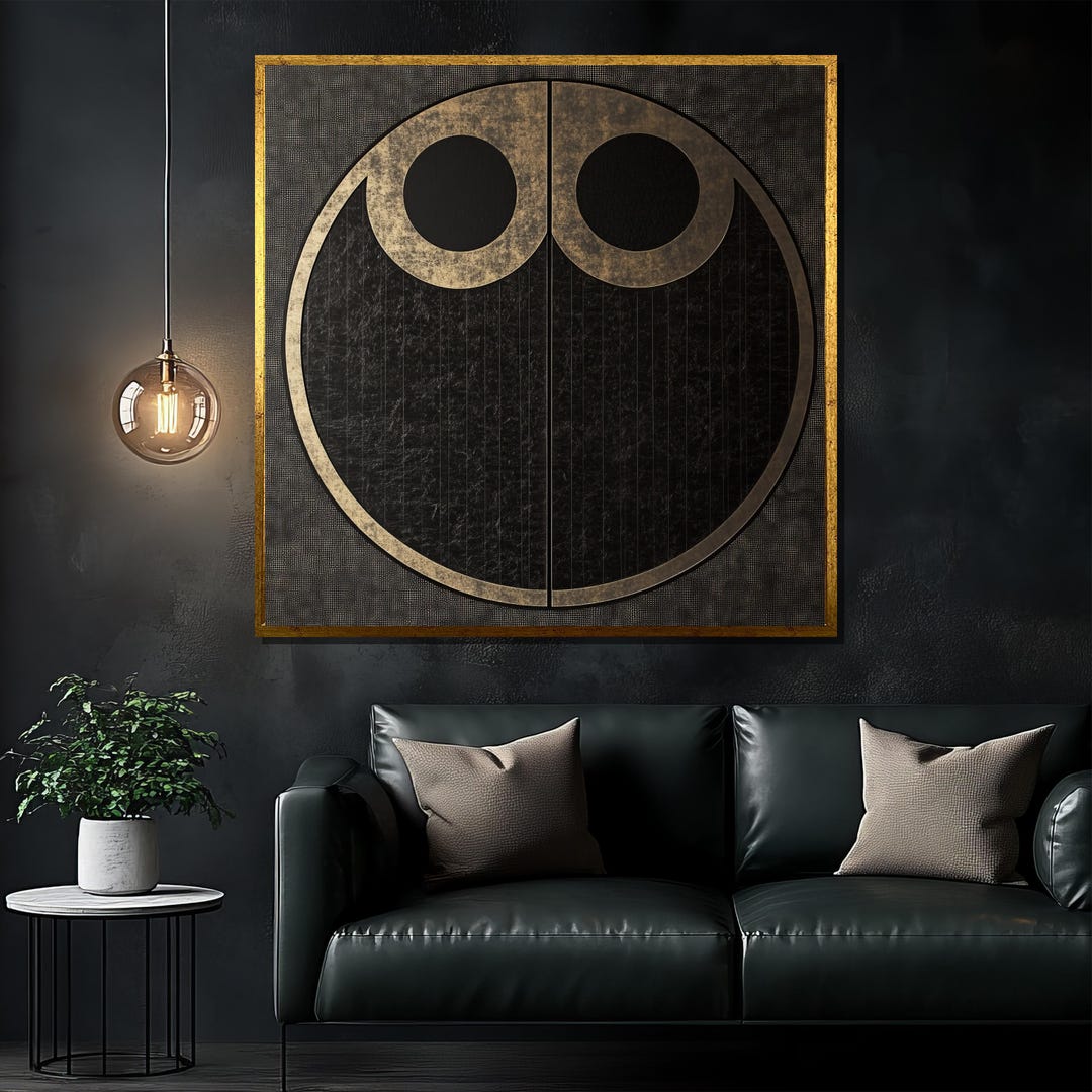 Modern Abstract Canvas Painting, Black and Gold Geometric Wall Art ...
