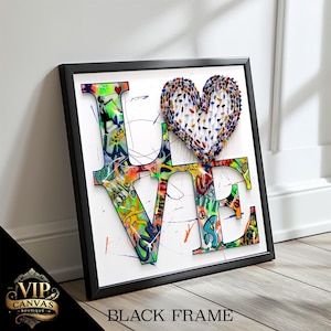 Graffiti LOVE with Colorful Heart Canvas Painting – Vibrant Street Art Style – Perfect Gift for Art and Love Enthusiasts