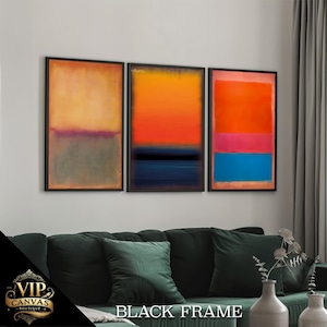 Mark Rothko Abstract Canvas Painting Set - Vibrant Orange, Blue, and Red Colors - Modern Wall Art - Gift Idea