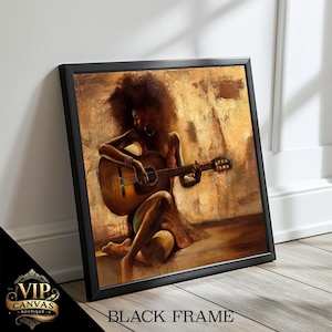 Beautiful Woman Playing Guitar - Expressive Dance Canvas Painting, Perfect Gift for Music and Art Lovers