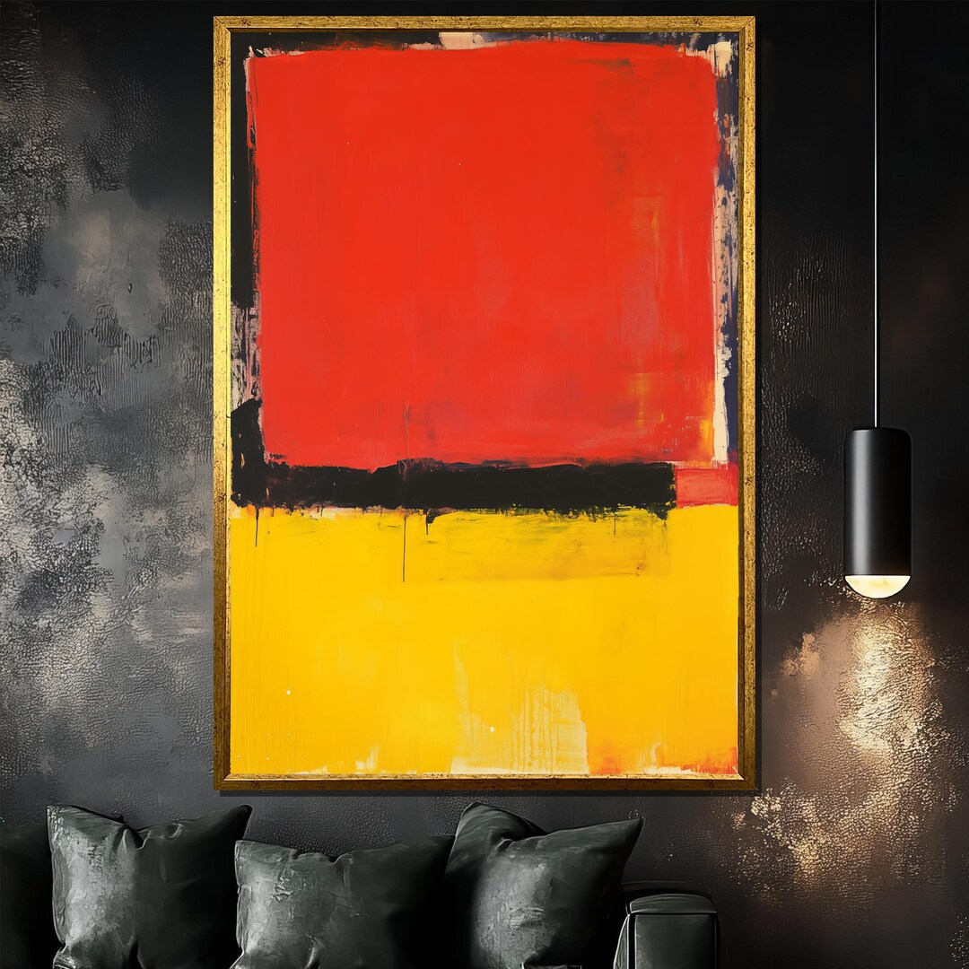Mark Rothko Style Red and Yellow Canvas Painting, Large Abstract Wall ...