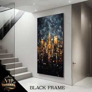 Radiant Night Cityscape Canvas Print - Modern Wall Art, Ready to Hang, Urban Skyline Decor