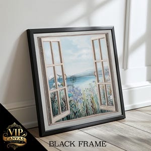 Open Window with Scenic Ocean View Canvas Painting – Serene Coastal Art – Perfect Gift for Home and Nature Lovers