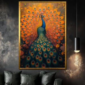 Peacock Canvas Painting - Vibrant and Elegant Bird Wall Art, Colorful Animal Decor, Unique Gift for Nature and Art Lovers