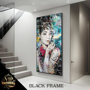 Iconic Audrey Hepburn Collage Canvas Art - Stylish Portrait, Ready to Hang, Modern Wall Decor