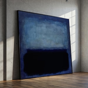Mark Rothko Navy Canvas Painting, Abstract Color Field Wall Art, Ready to Hang Modern Minimalist Gift for Elegant Home Decor