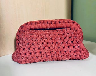 Handmade Crochet Cotton Clutch, Boho Summer Bag