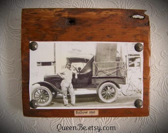 Antique Photograph Decor Altered  Photo Antique Reclaimed Barn Wood Assemblage Barnwood Art Antique Photograph Wall Hanging Family