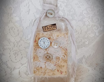 Altered Art Bottle Vintage Apothecary Bottle Vintage Shabby White Decor Antique Bottle Antique Altered Art Shabby Lace Collage Mixed Media