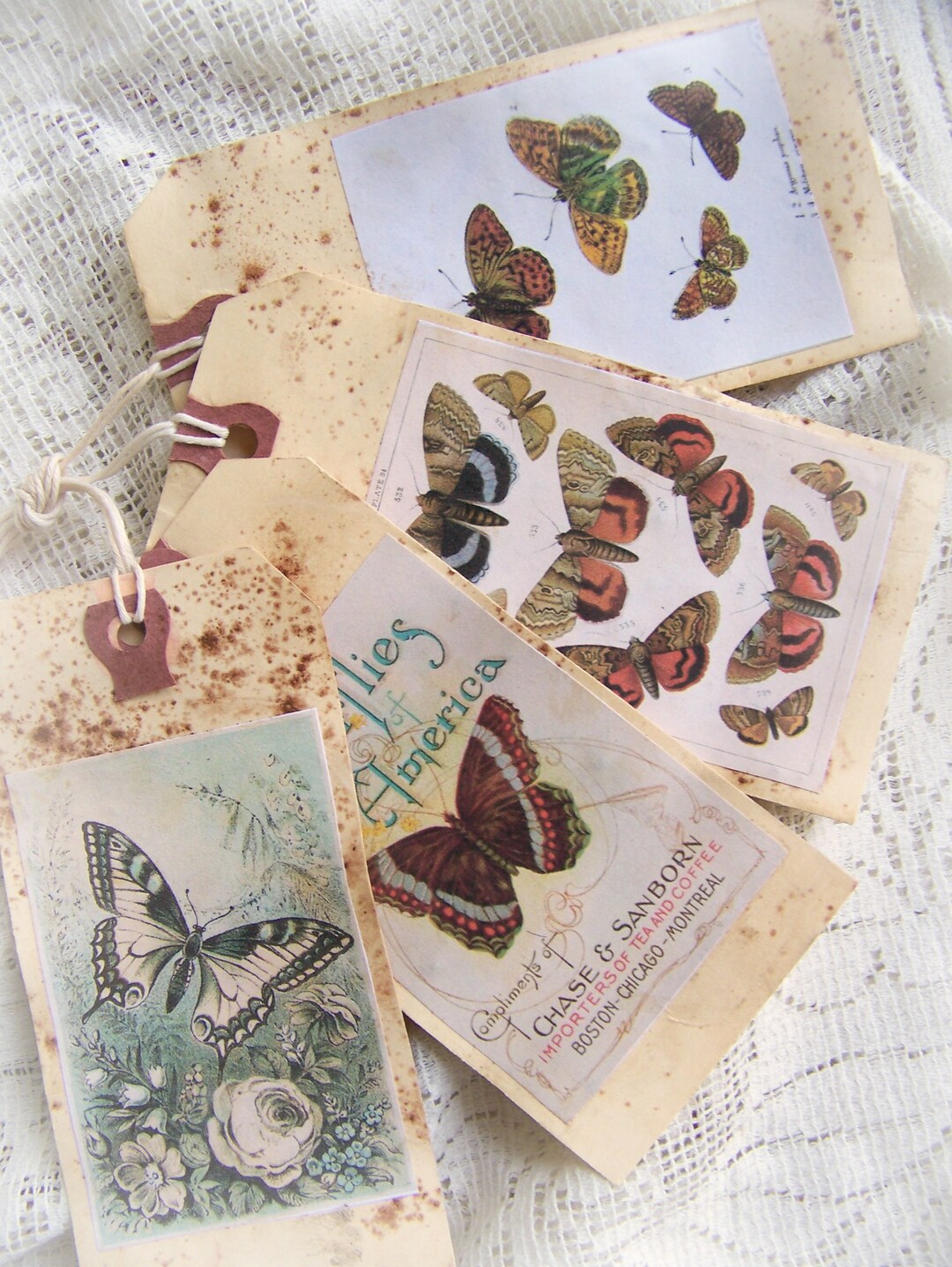Handmade Butterfly Gift Tags Vintage Butterfly Gift Tags Grunge Scented ...
