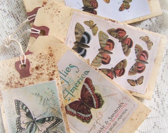 Handmade Butterfly Gift Tags Vintage  Butterfly Gift Tags Grunge Scented  Gift Tags Vintage  Decor Vintage Bookmark Floral Gift Tags