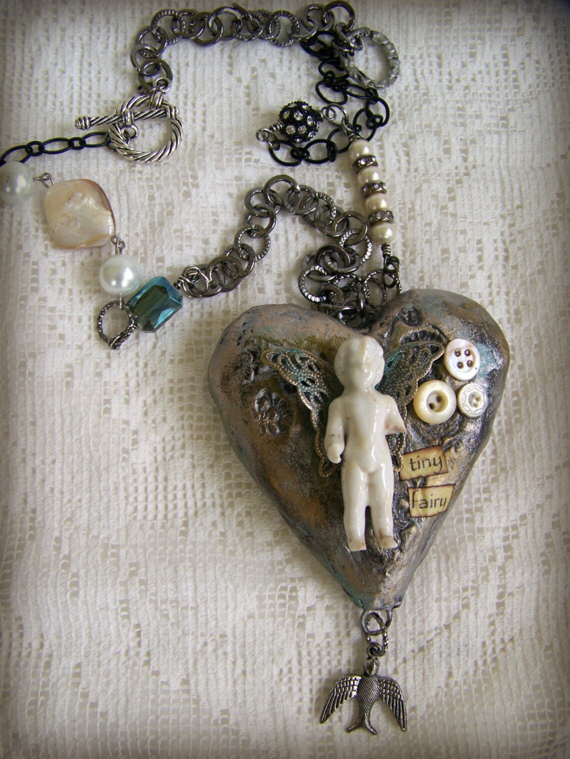Handmade Mixed Media Jewelry Altered Necklace Vintage Fairy Etsy