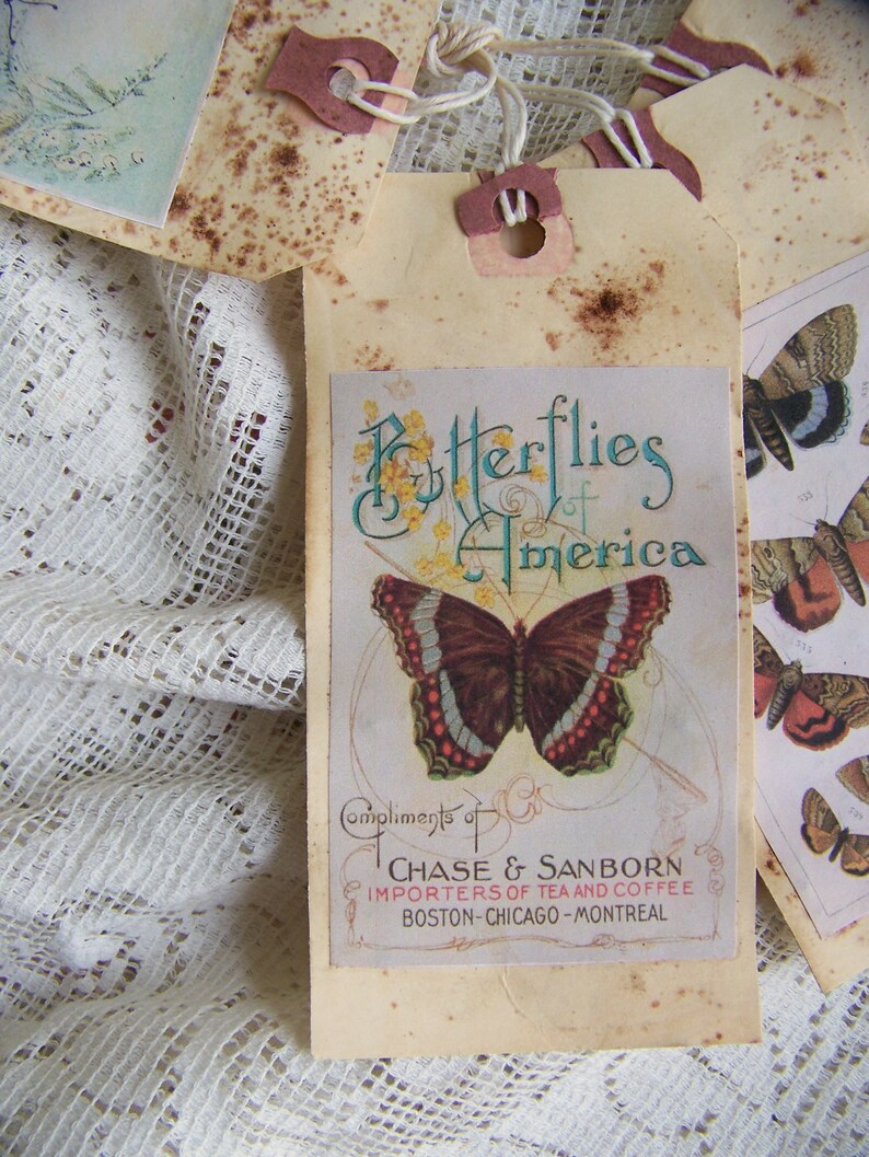 Handmade Butterfly Gift Tags Vintage Butterfly Gift Tags Grunge Scented ...