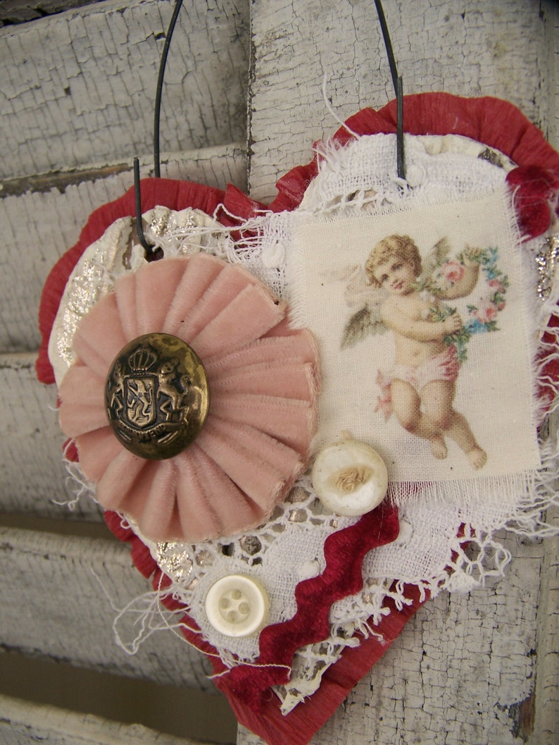 Handmade Valentine Vintage Valentine Ornament Valentine Heart Etsy