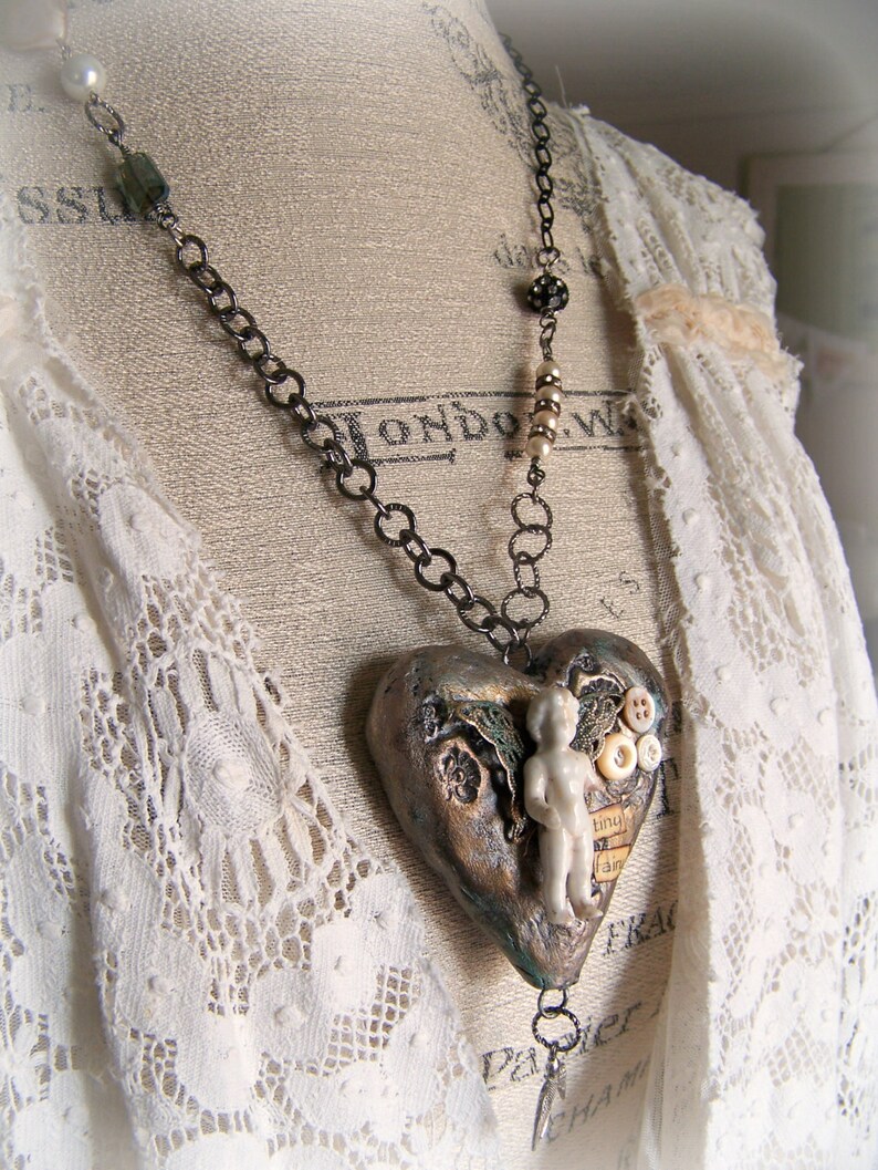 Handmade Mixed Media Jewelry Altered Necklace Vintage Fairy Etsy