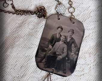 Antique Tintype Necklace Vintage Tintype Photograph Necklace Altered Jewelry Gypsy Style Altered Necklace Antique Photograph  Boho Style