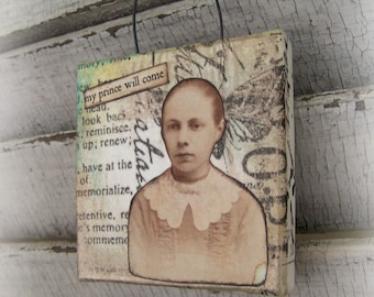 Original Antique Photograph Collage Vintage Altered Mixed Media  Mini Collage Art Miniature Art QueenBe Altered Art Vintage Mixed Media