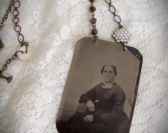 Antique Tintype Necklace Vintage Tintype Photograph Necklace Altered Jewelry Gypsy Style Altered Necklace Antique Photograph  Boho Style