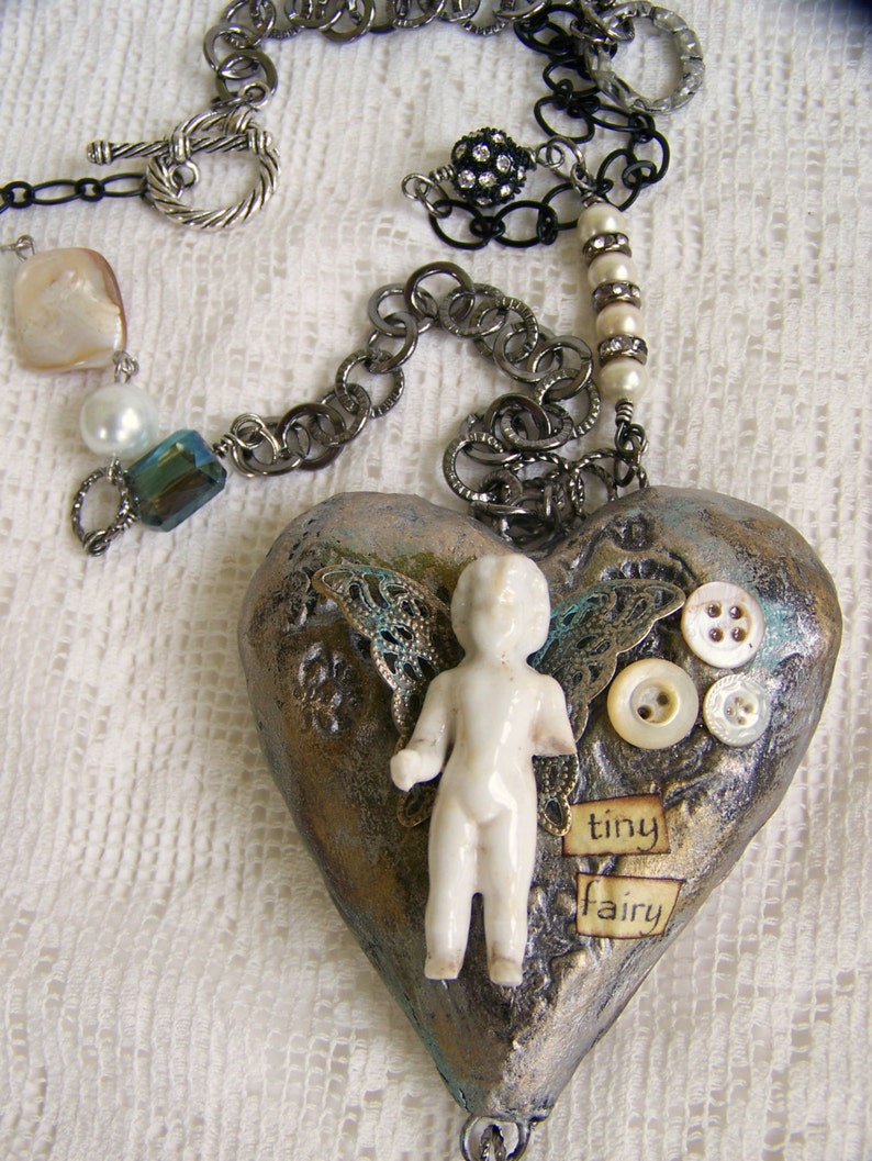 Handmade Mixed Media Jewelry Altered Necklace Vintage Fairy Etsy