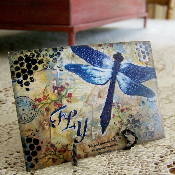 ACEO ATC Print of Original Mixed Media Collage FLY