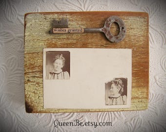 Antique Photograph Decor Altered  Photo Antique Reclaimed Barn Wood Assemblage Barnwood Art Antique Photograph Wall Hanging Family Journey