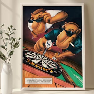 Retro Camel Lights Poster, Retro Camel Dart Spiel Leinwanddruck, Cooles Joe Kamel Leinwand Wanddekor, Vintage 90er Jahre Stil, Kunst auf Leinwand, Kamel Leinwand