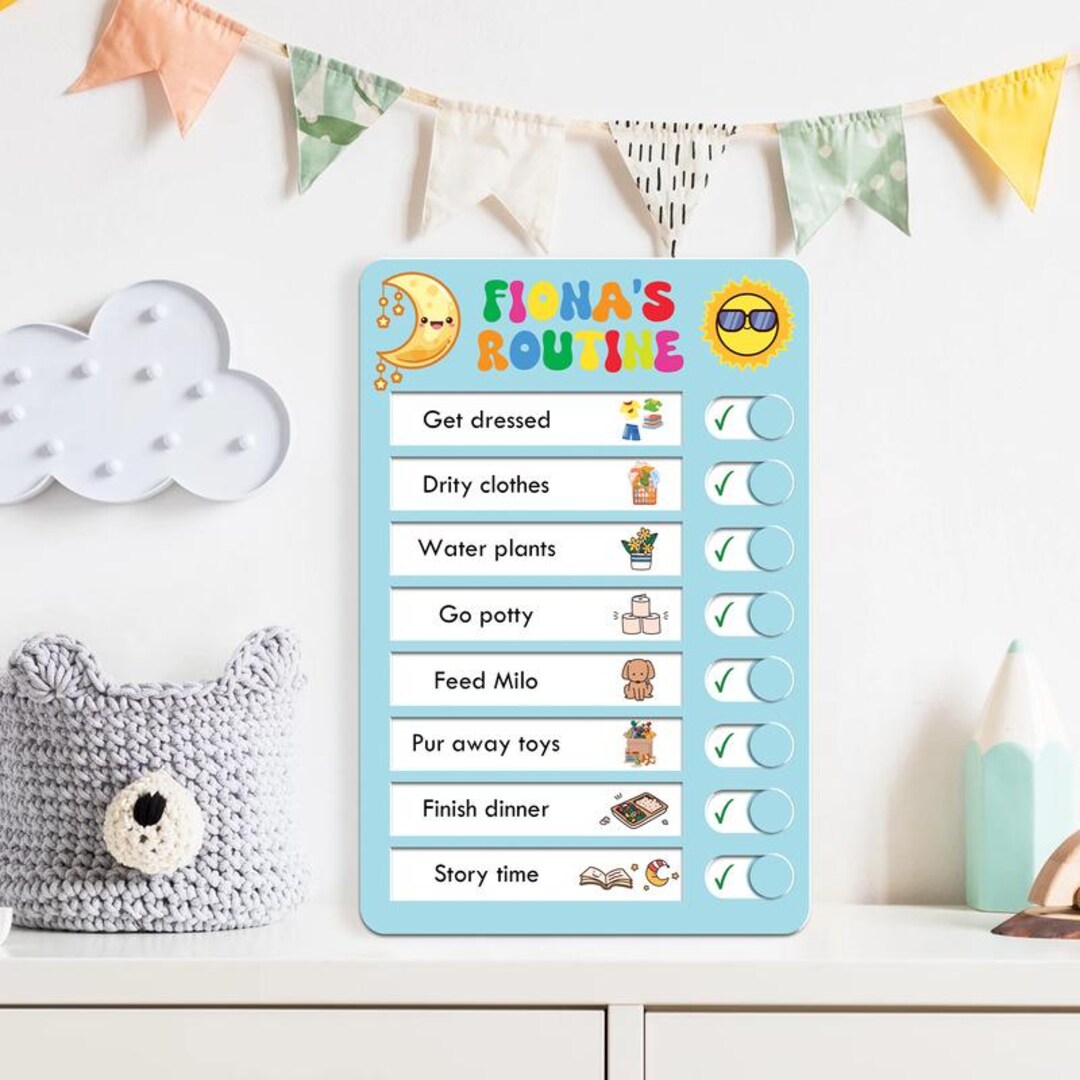 Acrylic Daily Routine Chart Decoration, Customized Sliding Routine ...
